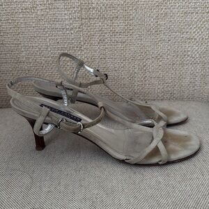 Ralph Lauren grey Heeled Sandals with Strappy Design